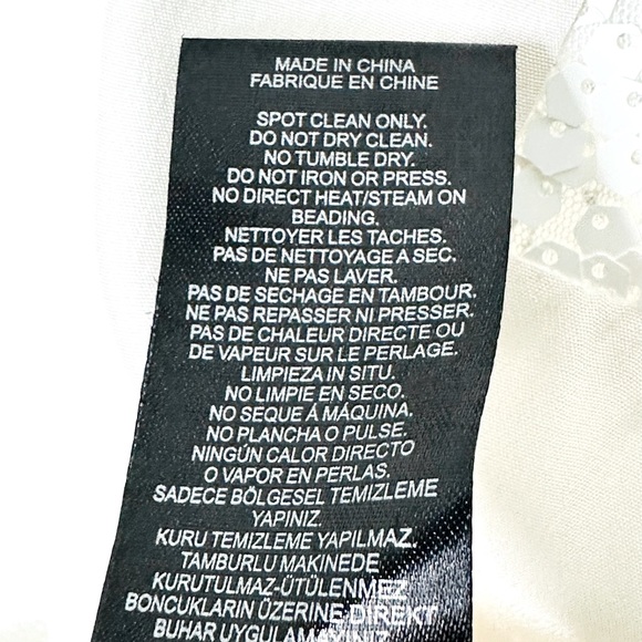 Tibi Sequined Insert Ivory Cream Silk Blend Shift Dress Size 4 - Picture 12 of 13